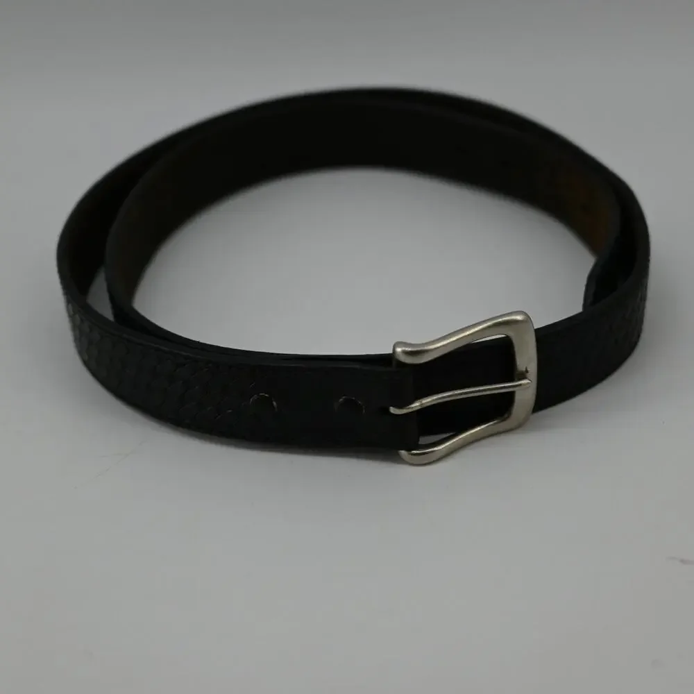 Men's Leather Belt Size 46 Black Basket Weave Casual Security Uniform